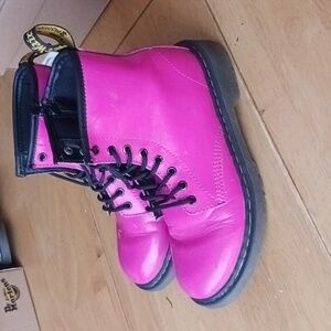 Vintage Dr. Martens 1460 Delaney. Little girl's size 2 USA. Hot pink.
